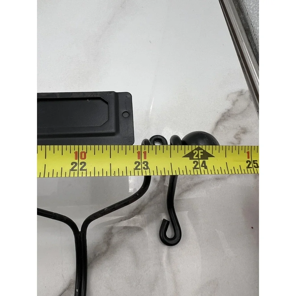 Black Metal Wall Mounted Coat Rack 5 Sliding Hooks with Label Holders 24 Inch